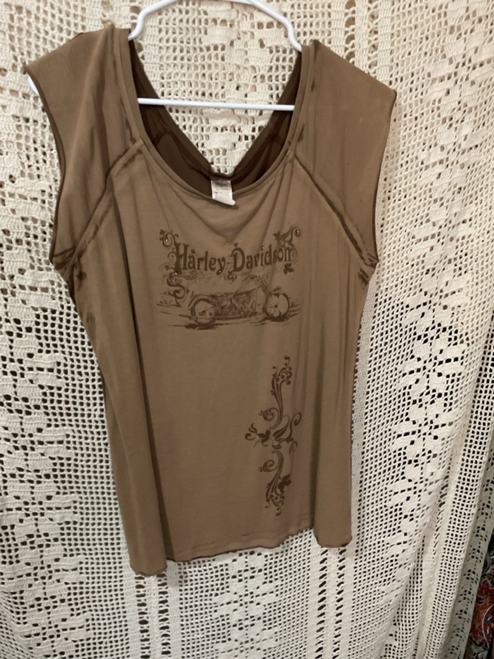 Harley Davidson brown tank top tee shirt XL